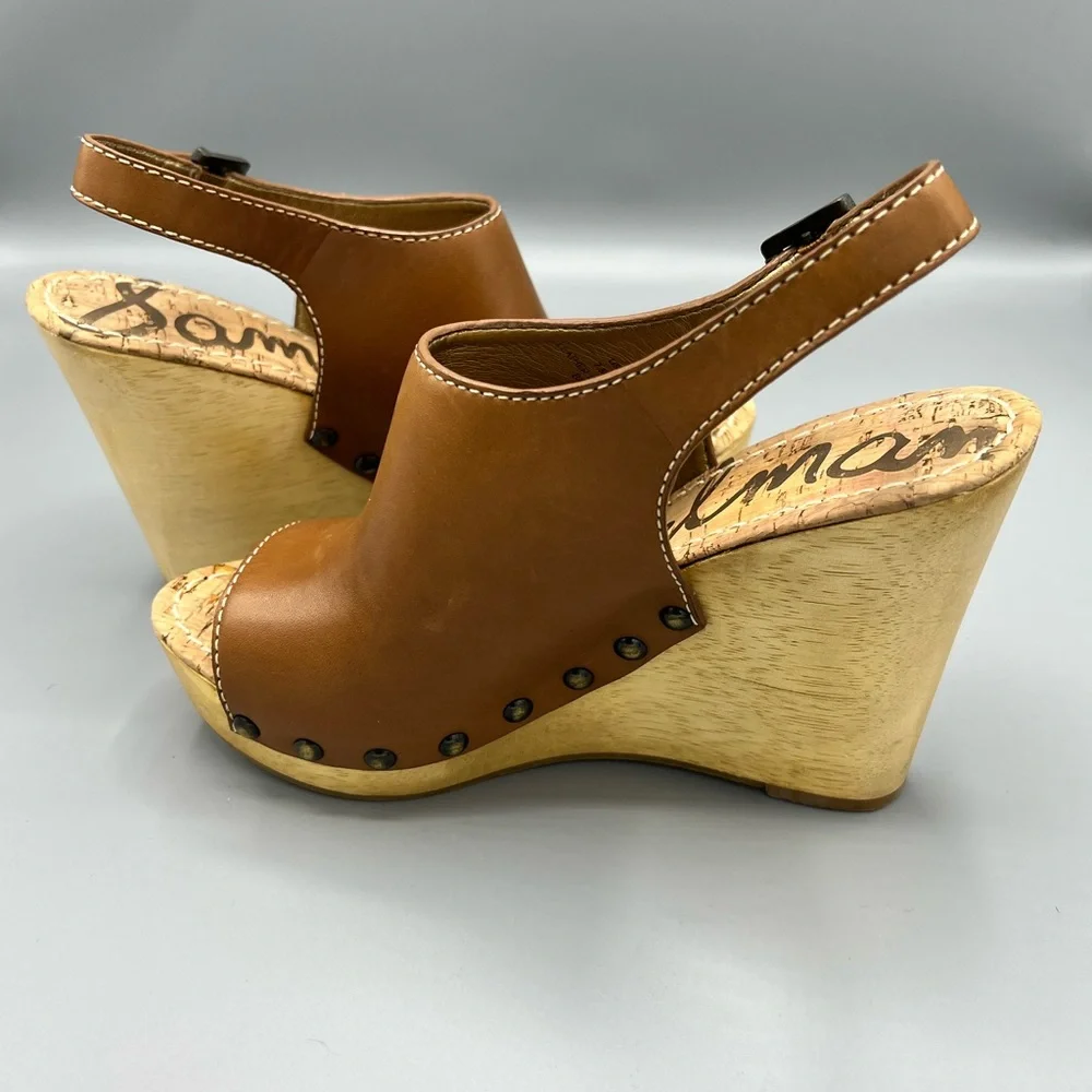 Sam Edelman Camilla Women's Wooden Heeled Platform Wedge Sandal - Picture 6 of 8